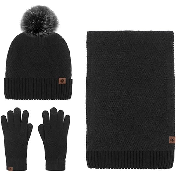 Calvin Klein Women's Muffler and Knit Hat 2 Piece Set (BLACK